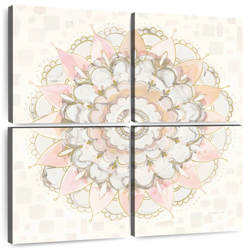 Mandala Kerner moderne champagne carré, H 26 po x l 26 po