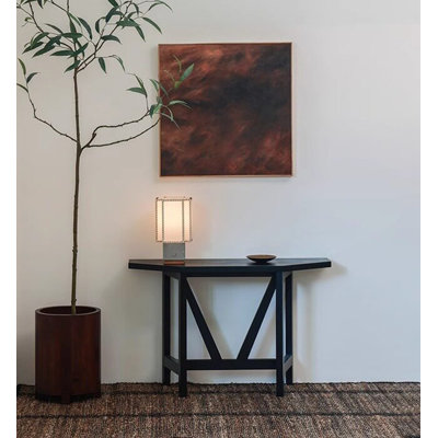 Wabi Sabi Black Solid Wood Console Table, Geometric X-Shaped Support Angular Narrow Entryway Sofa Table For Hall Wall Display Storage