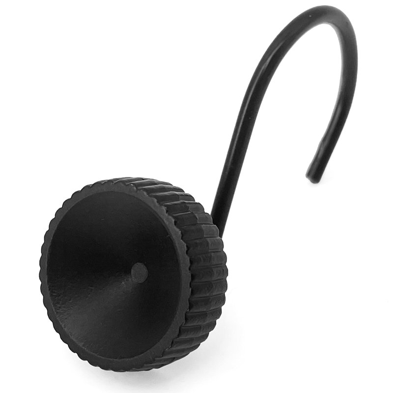 Ensemble de 12 pièces - Anneaux à crochets de rideau de douche noir mat