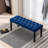 Velvet Footrest For Living Room And Entryway, Blue Upholstered Bench With Stable Legs, 18.83" H Plastic ,-1812853877