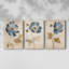 Étude florale XXI - ensemble de 3 toiles tendues avec châssis - prêt à être accroché-169257441