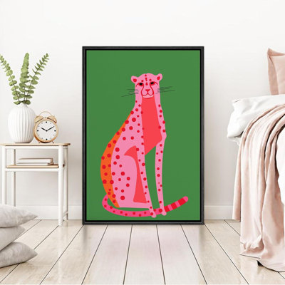 Animaux lumineux de style BCBG lumineux, impression de chat guépard rose, chambre d'enfant, animaux de la chambre à coucher, style bohème moderne