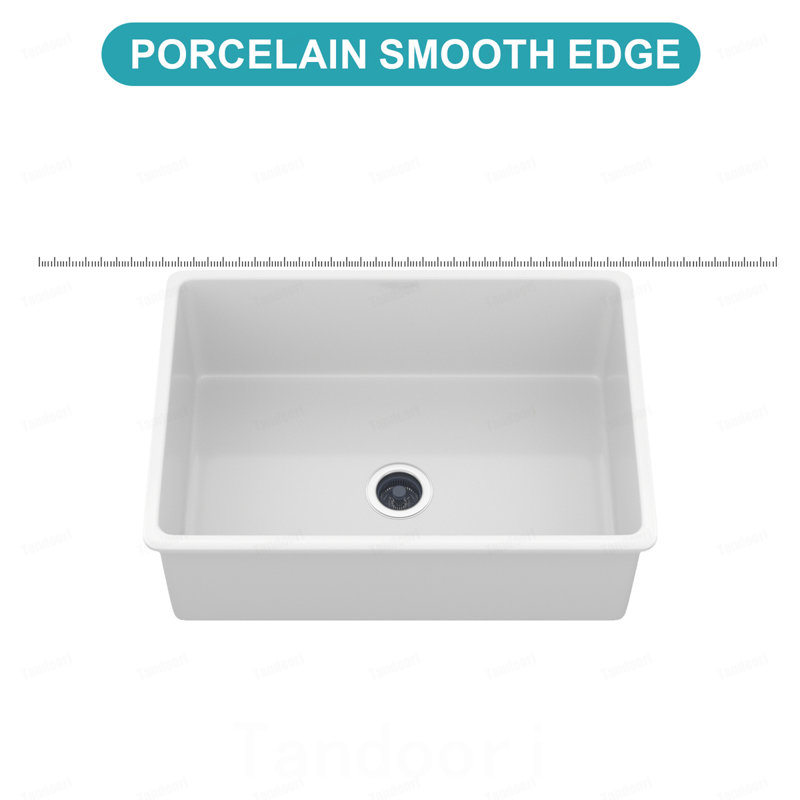 Évier de cuisine encastré 27 "x 19" x 10 "en argile réfractaire à double cuve en porcelaine blanche