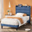 Lit simple tapissier avec prises de courant Klementyna -654310990