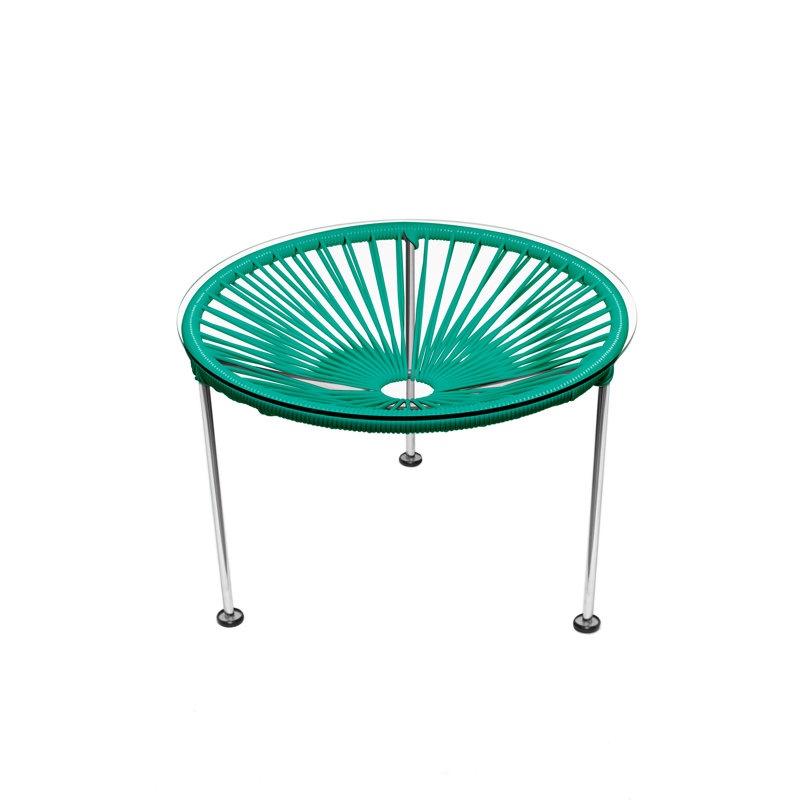 Zicatela Indoor Handmade Coffee Table, Turquoise, Chrome