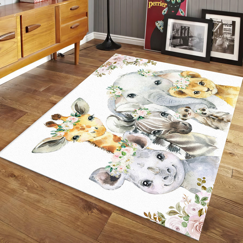 Floral-print Soft Non Woven Rug with Sophisticated Red and Beige Design Ideal for Adding a Fresh Look to Your Indoor Spaces