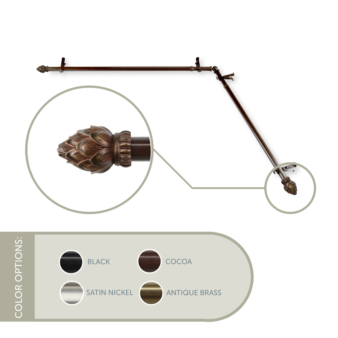 Boville Steel Rod And Resin Finial Single Curtain Rod Fleur De Lis Living 