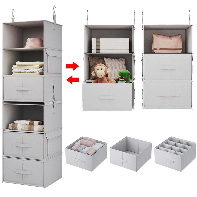 Organisateur de garde-robe à 6 tablettes, Gris argenté