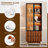 Mid-century Modern Retro Living-Room-Furniture-Sets,  Brown Five-piece Set Home Theater Entertainment Center With Storage, Include Wooden 62.9-98.4 Inch Expandable TV Stand 2-Glass Display Cabinet And 2-86.6" Tufted Leather Couch For 100 Inch TV