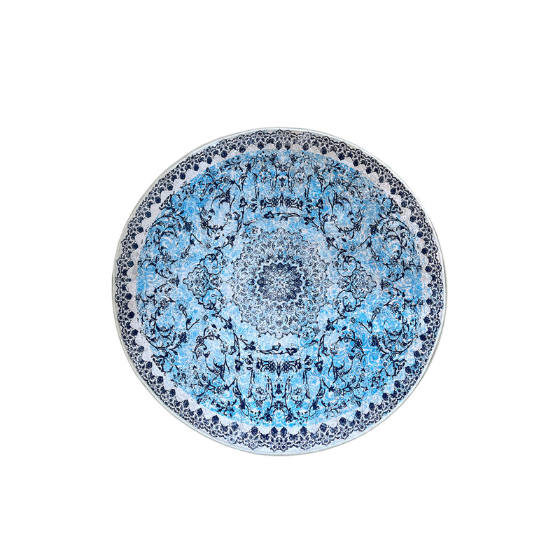 Soft Blue Washable Carpet (3.3 x 3.3 ft), 100% Polyester, 10 mm Pile Height | Antibacterial & Non-Slip Underside | Easy Care, Machine Washable at 86°F | Perfect for Living Room, Bedroom & Play Areas