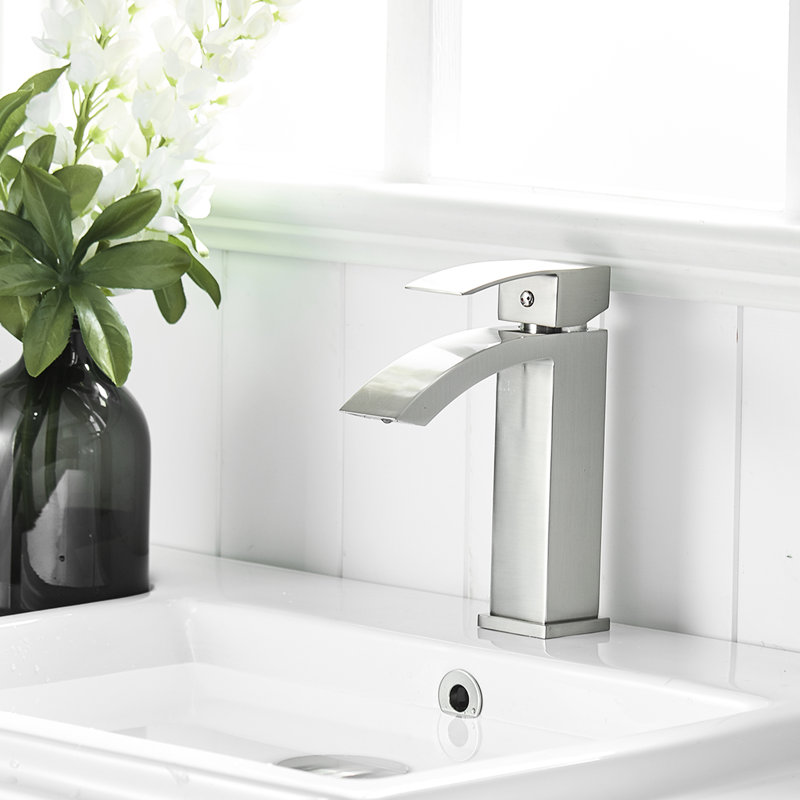 Robinet de lavabo de salle de bain en nickel brossé - Valve à cartouche avec finition noir mat moderne en alliage d'aluminium et