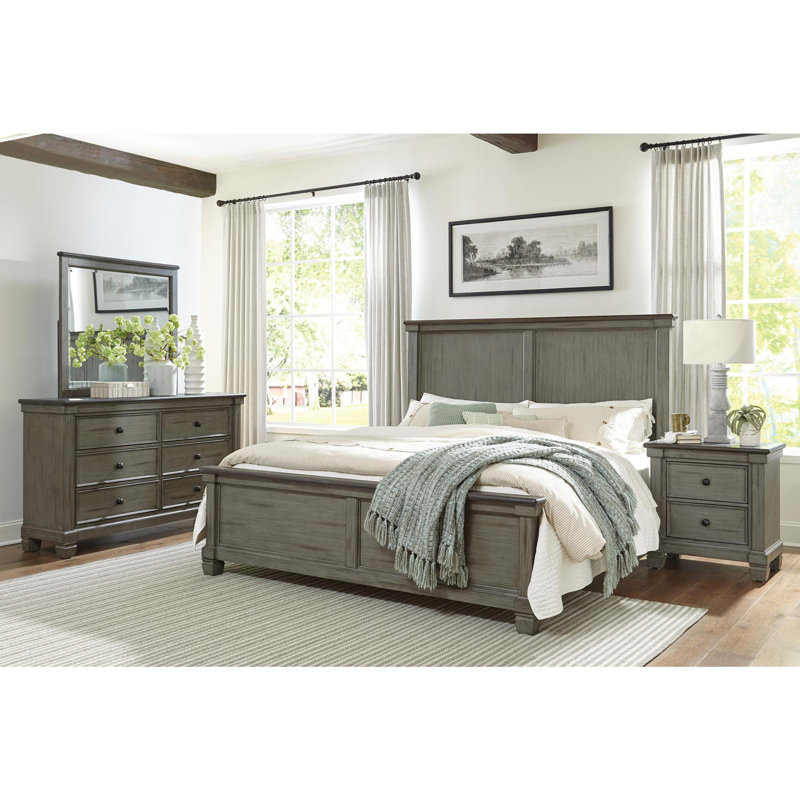Transitional-Rustic Style Nightstand, Antique Grey/Coffee