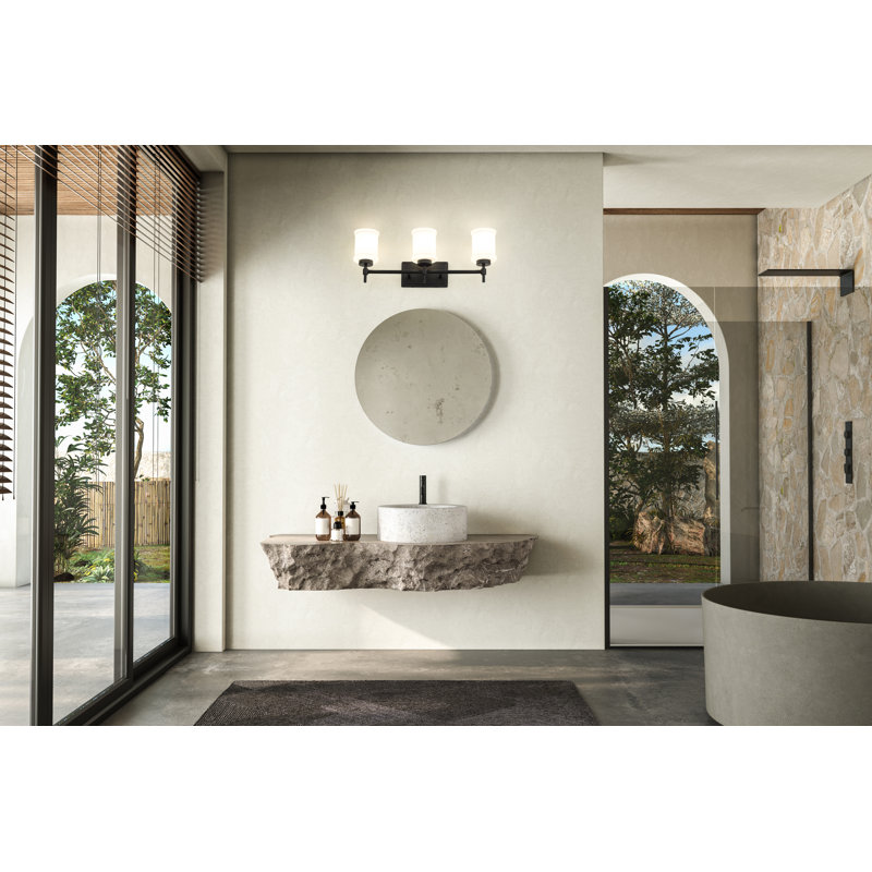 Meuble-lavabo 3 lumières Zowie, Noir mat