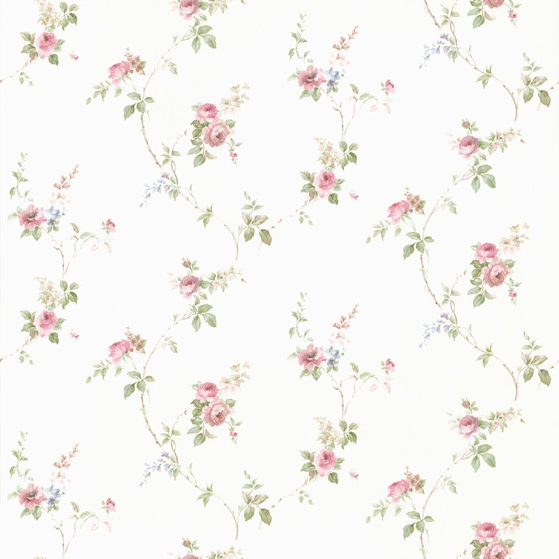 Kadence 10m x 53cm Matte Wallpaper Roll, White/Light Pink