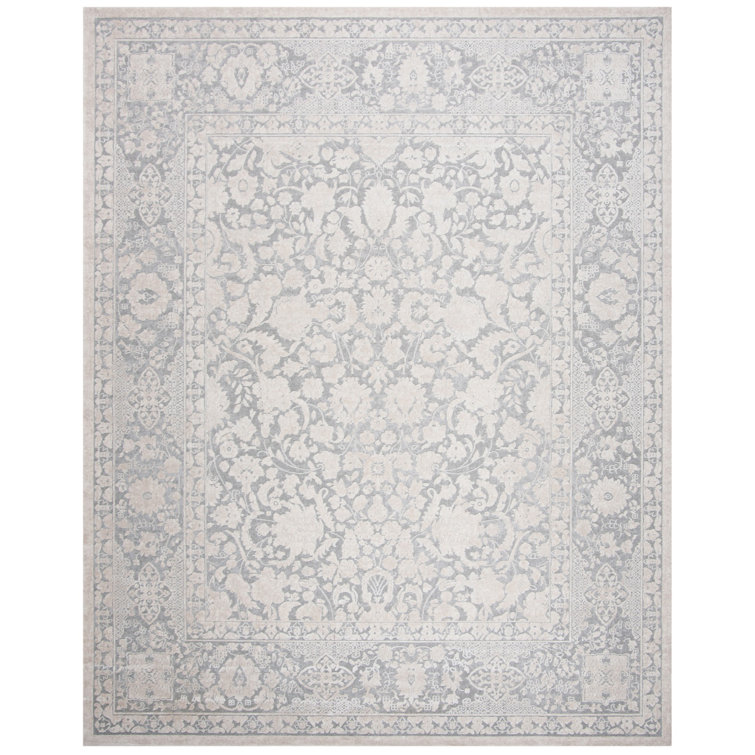 Calidia Floral Light Gray/Cream Area Rug