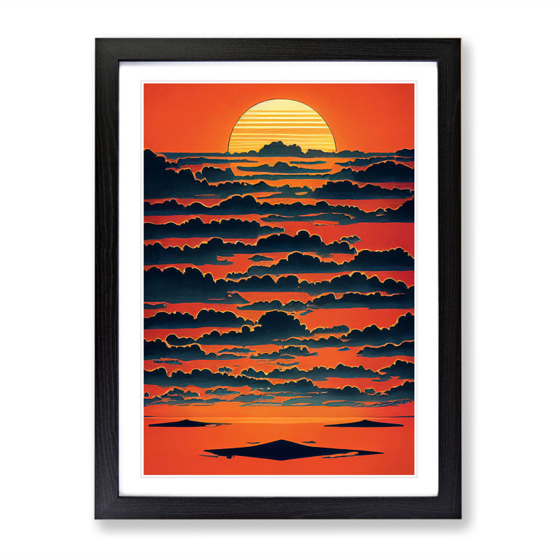 Unusual Sunset View - Print, Black Picture Frame, 66cm H x 48cm W, White