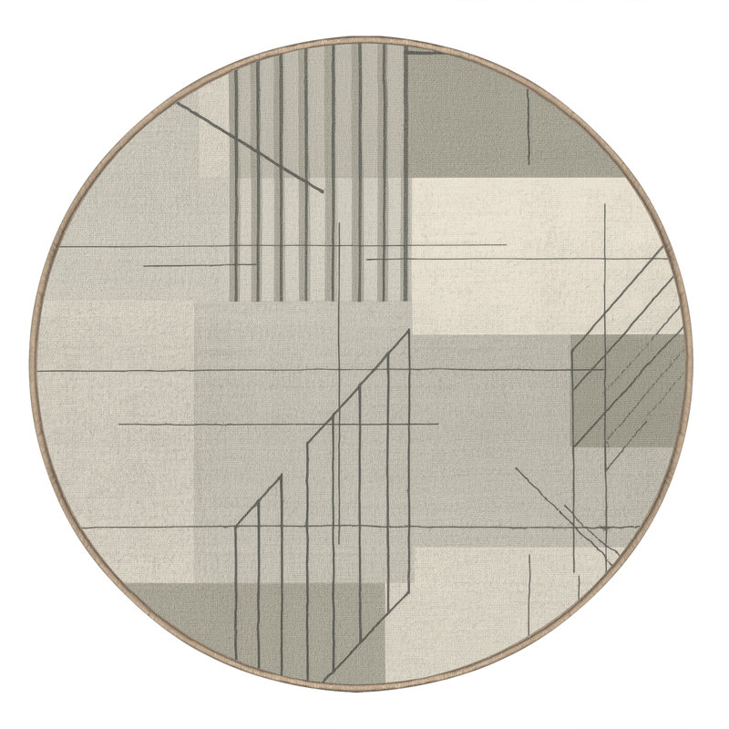 Tapis beige doux et moelleux Eilerman, Rond 7 pi