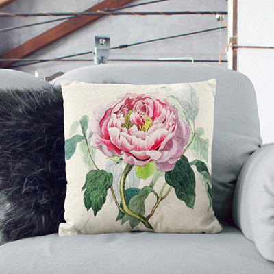Illustration of a Pink Peony Cushion with Filling
