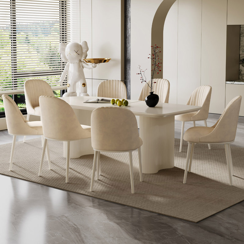 Ensemble de table de salle à manger 70,87 po Pearlena, H 29,56 po x L 70,87 po x l 31,5 po, 9 pièces : table, 8 chaises