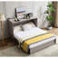 Lit armoire avec rangement, grand lit, matelas en mousse pliable et tiroirs surdimensionnés, lit escamotable, ensemble de prises et ports USB, lit escamotable pliant peu encombrant-1586714075