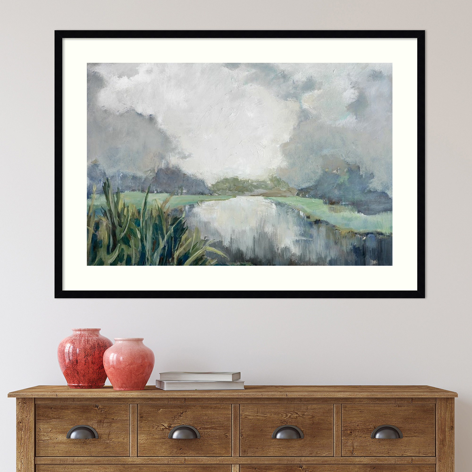 Passage by Mary Parker Buckley, Gray, Framed Print, 13" H x 18" W