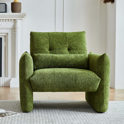 Chaise d'appoint moderne capitonnée, canapé simple rembourré en velours Raindrop avec coussin lombaire pour le salon, la chambre à coucher et la salle de lecture