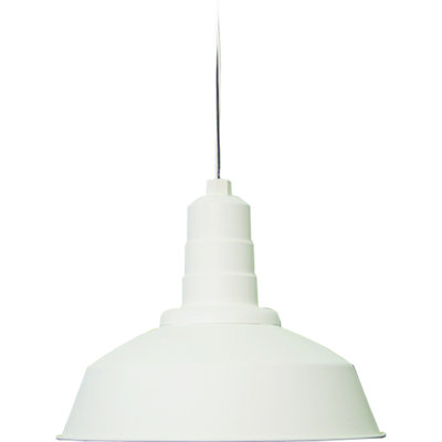 1-Light Indoor or Outdoor 16"W White Single Dome Pendant