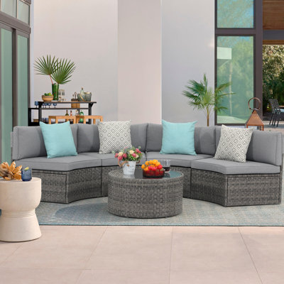 Rasmus 4 - Person Modular Patio Conversation Sets with Cushions