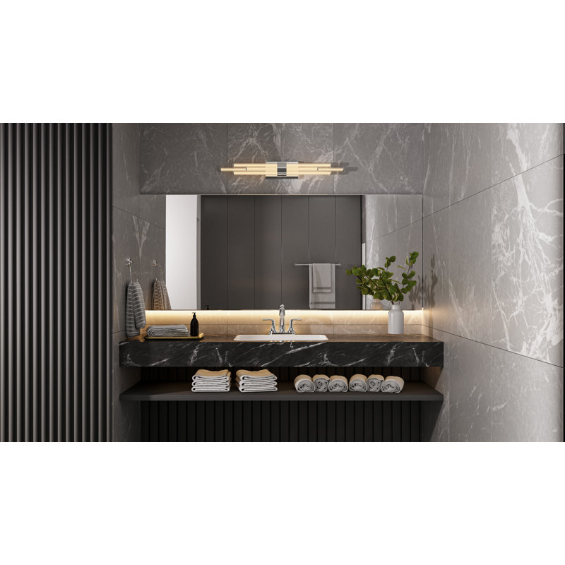 Éclairage de salle de bain à DEL intégré Talbott avec interrupteur CCT, Polished Chrome
