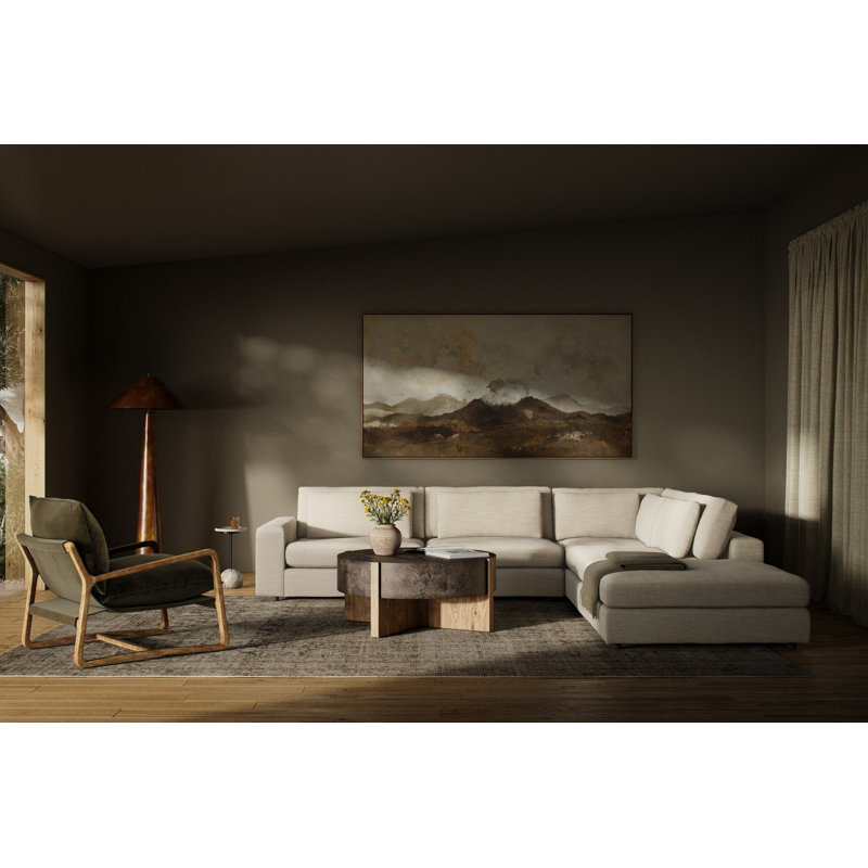 Bloor Modular Sectional, Savoy Parchment Polyester Blend, Left Hand Facing