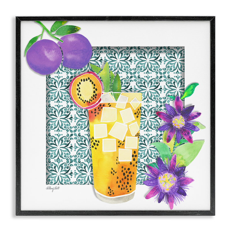 «Passion Fruit Cocktail», estampe numérique, conception de Hillary Holt, H 17 po x l 17 po, Giclée encadrée noir minuit