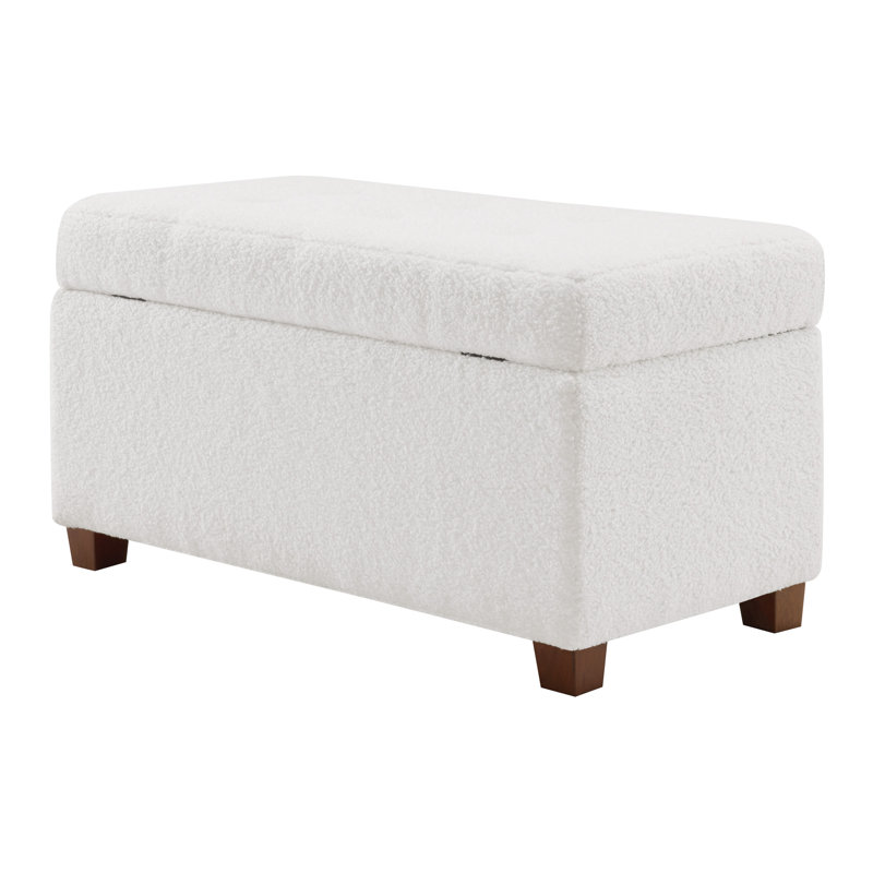Repose-pieds avec rangement Metro, Polyester sherpa ivoire