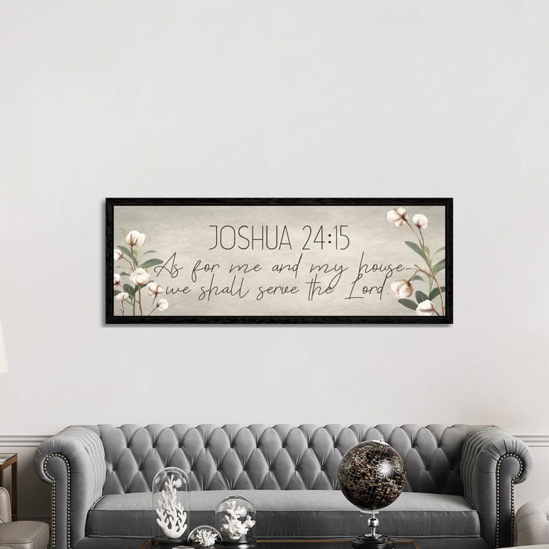 Joshua 24:15 Cotton by Kimberly Allen - Panoramic Print on Canvas, Black Framed, 152.4 cm H x 50.8 cm W