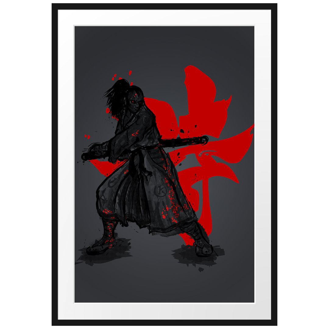 Gerahmtes Poster Samurai-Spirit Black