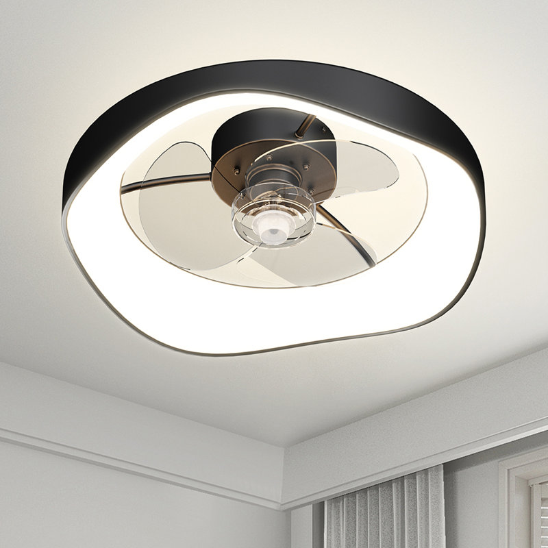 19.7'' Bedroom Recessed Ceiling Fan with  Light,With LEDs and special programs, Black