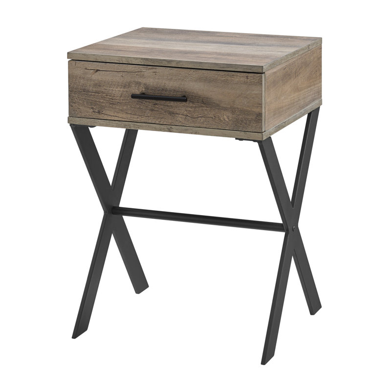 Cross Legs End Table, Grey Wash, Grey Wash