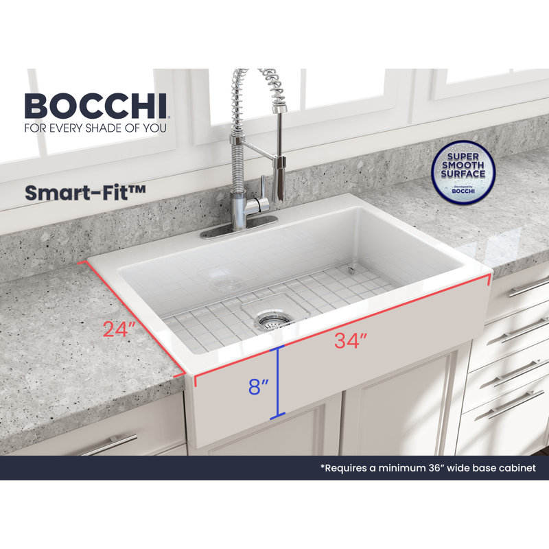 Nuova 34'' L Retro-fit Apron-Front Kitchen Sink, White