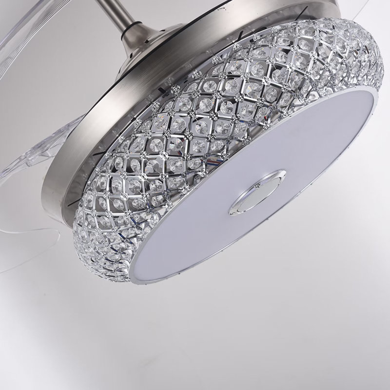 Zahnya 42'' Ceiling Fan with LED Lights, Chrome