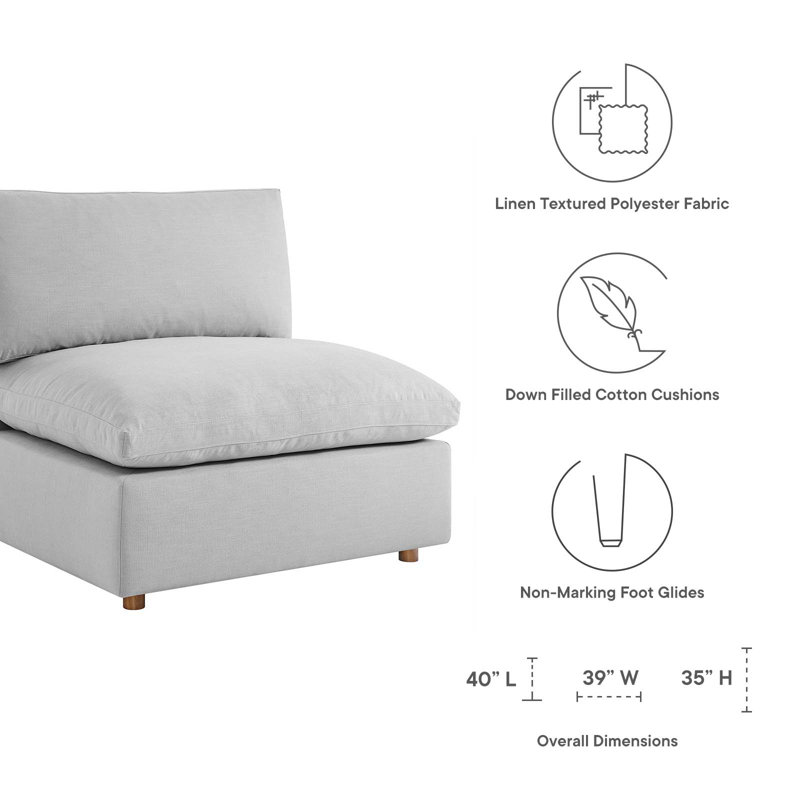 Modular Sectional Sofa Couch, Self-customization Design Sofa, 31.5" H x 116.9" W x 39" D, Polyester Blend Light Gray