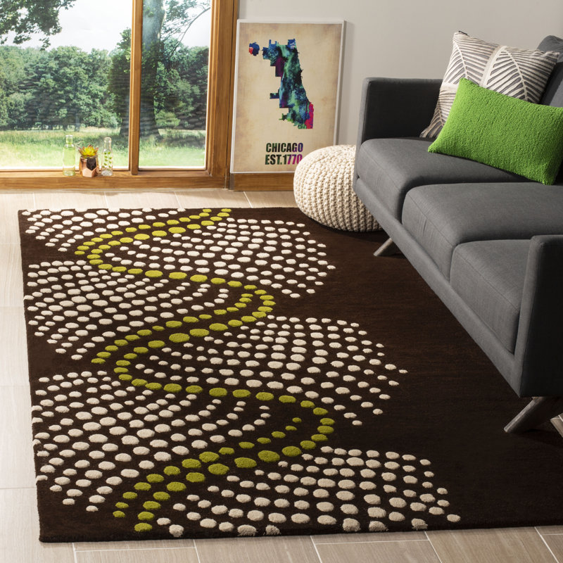 Tapis brun en laine touffeté à la main Campo, Rectangle de 5 pi x 8 pi