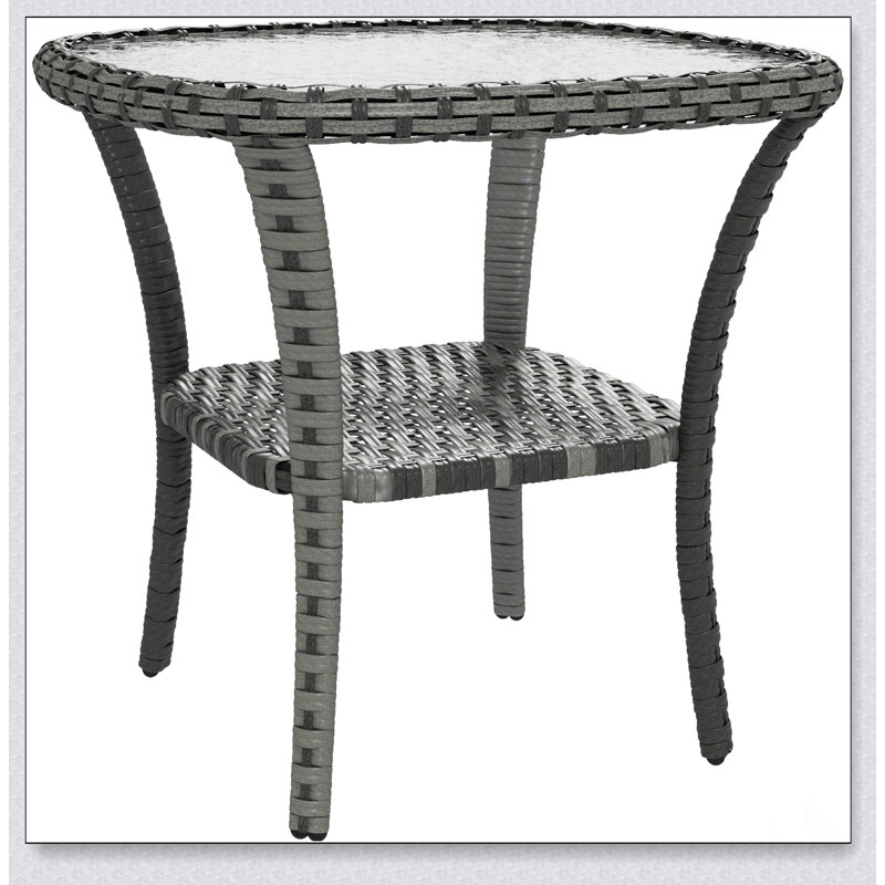 Table basse en rotin avec rangement Outsunny