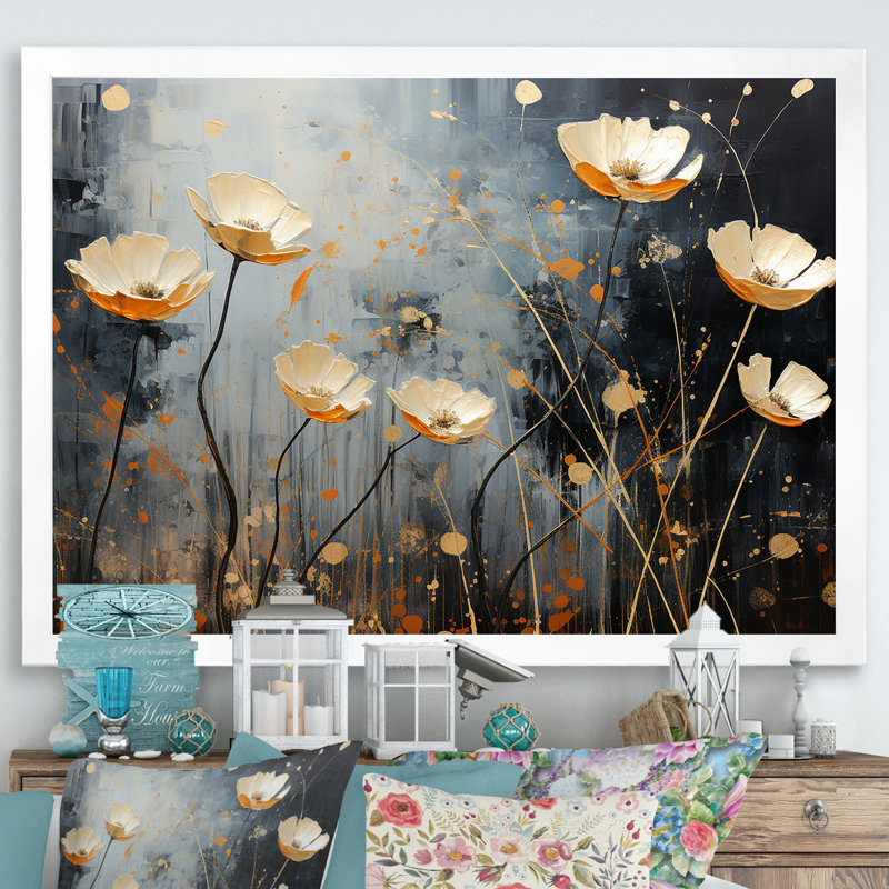 Gilded Garden Blooming Meadows I, Cadre simple blanc, H 34 po x l 44 po x P 1,5 po