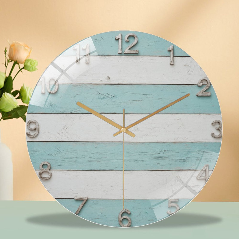 Clock Face Paint Burst Art - 12'' Modern Glass Wall Clock