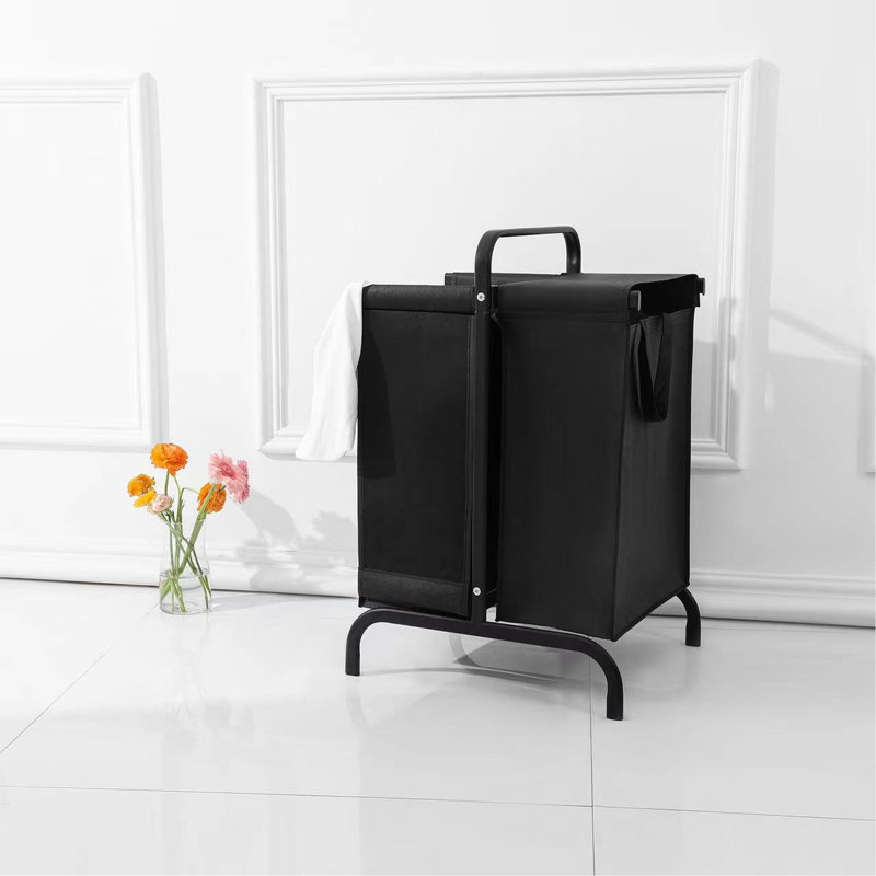2-Tier Laundry Hamper 110L Large Oxford Clothes Basket Sorter With, Lid And Sorting Cards For Clothes & Toys Storage,Black
