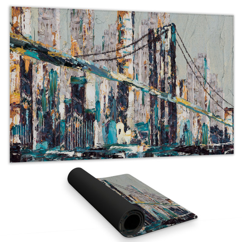 Abstract and Texturized Bridge - Blue Gaming Mat for Decor