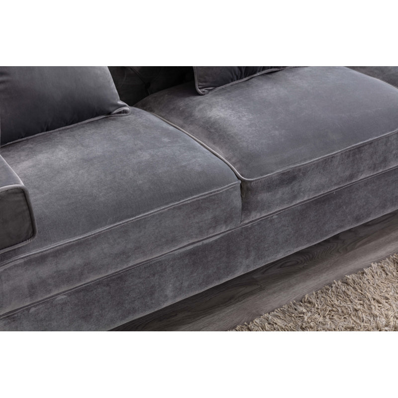 Oyler 104" Velvet Tuxedo Arm Sofa, Gray