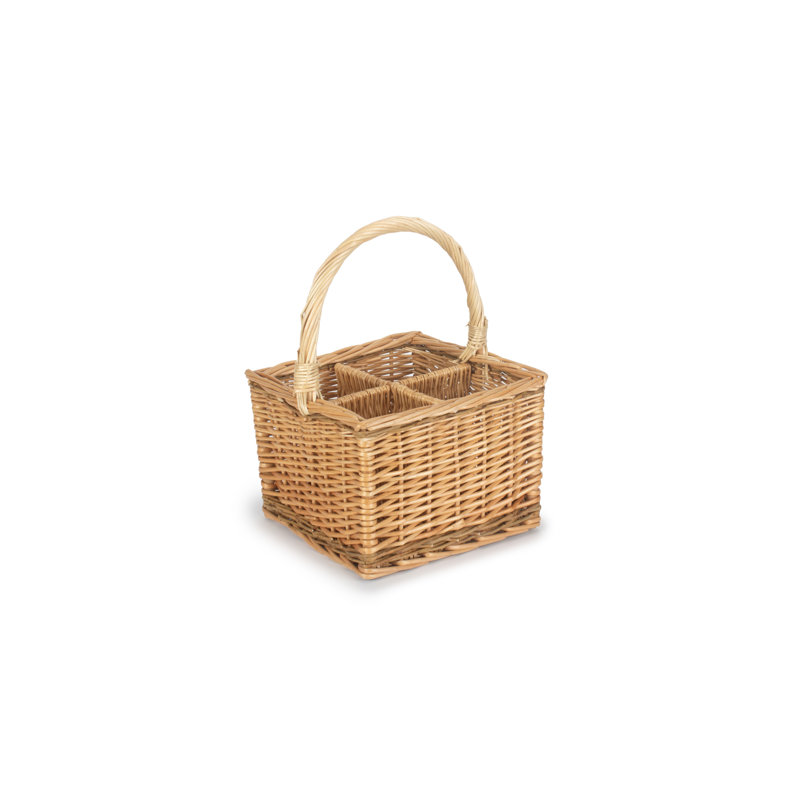 Wicker 4 Bottle Drinks Carrier Basket
