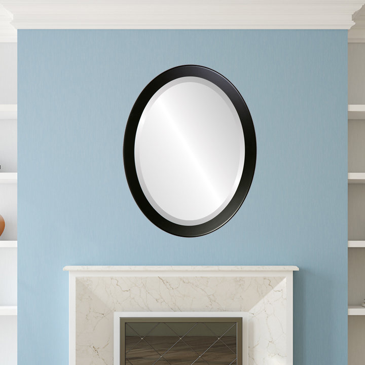 Azalaya Oval Mirror, 18" H x 14" W, Matte Black