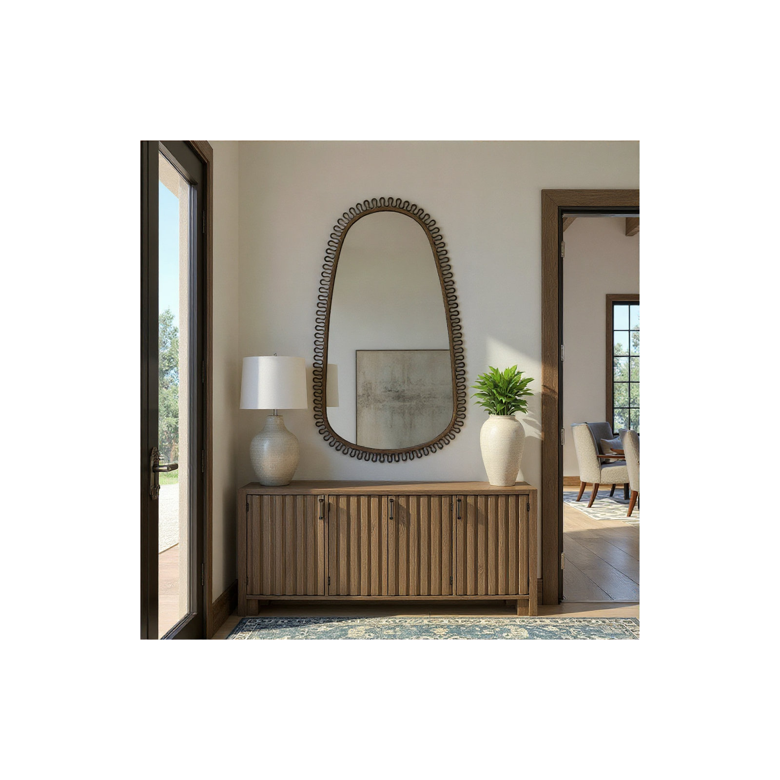 Squiggle Oval Mirror Bronze