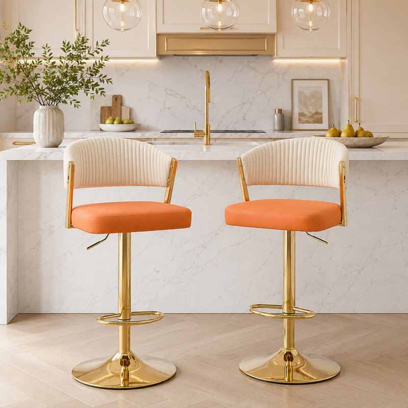 Swivel Bar & Counter Stool, Orange/White